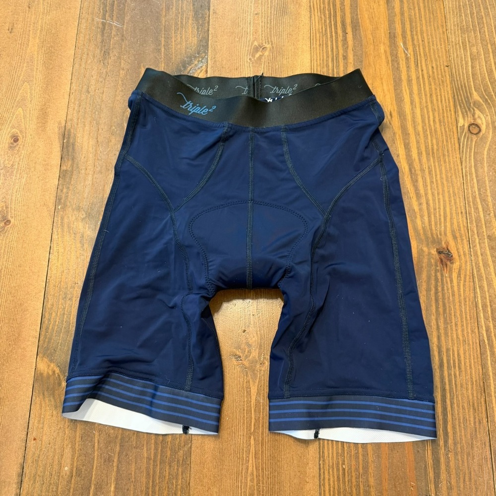Triple2 Cycling Shorts Mens Small 6" Blue Performance Stretch Gravel Road